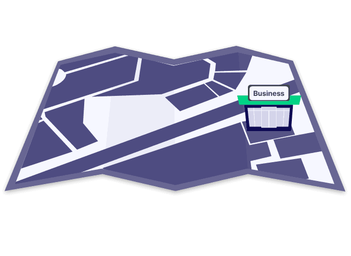 illustration of a map with a business on it highlighting how to get an EIN